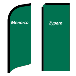 Beachflag Ausführungen Menorca und Zypern